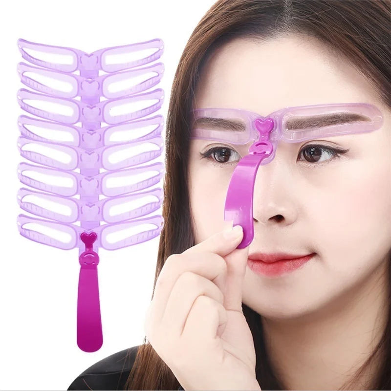 8PCS Eyebrow Shaper Makeup Template Eyebrow Grooming Shaping Stencil Kit DIY Eyebrow Template Reusable 8 in1 Eyebrow Shaping