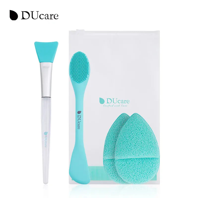 DUcare 4pcs Silicone Face Brush Double-Ended Facial Cleansing Sponges Soft Facial Cleansing Brush Makeup Tool set