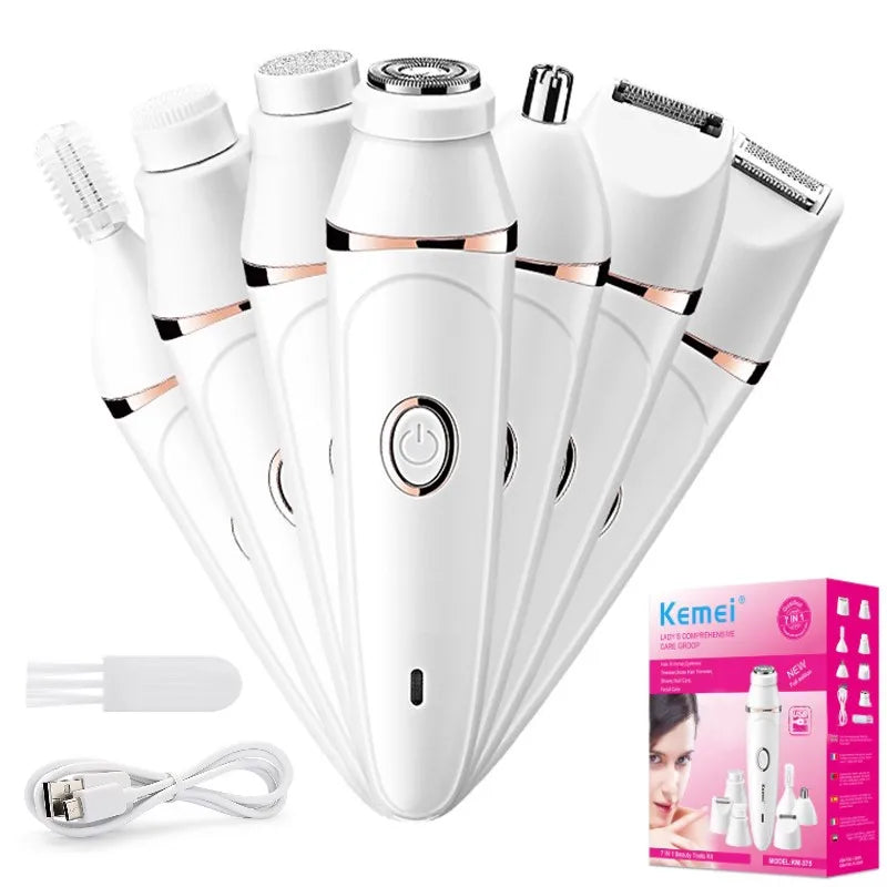 7in1 women grooming kit rechargeable facial epilator for women shaver facial body electric epilator eyebrow nose ear trimmer