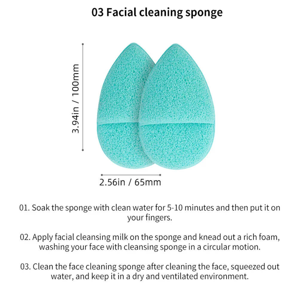 DUcare 4pcs Silicone Face Brush Double-Ended Facial Cleansing Sponges Soft Facial Cleansing Brush Makeup Tool set