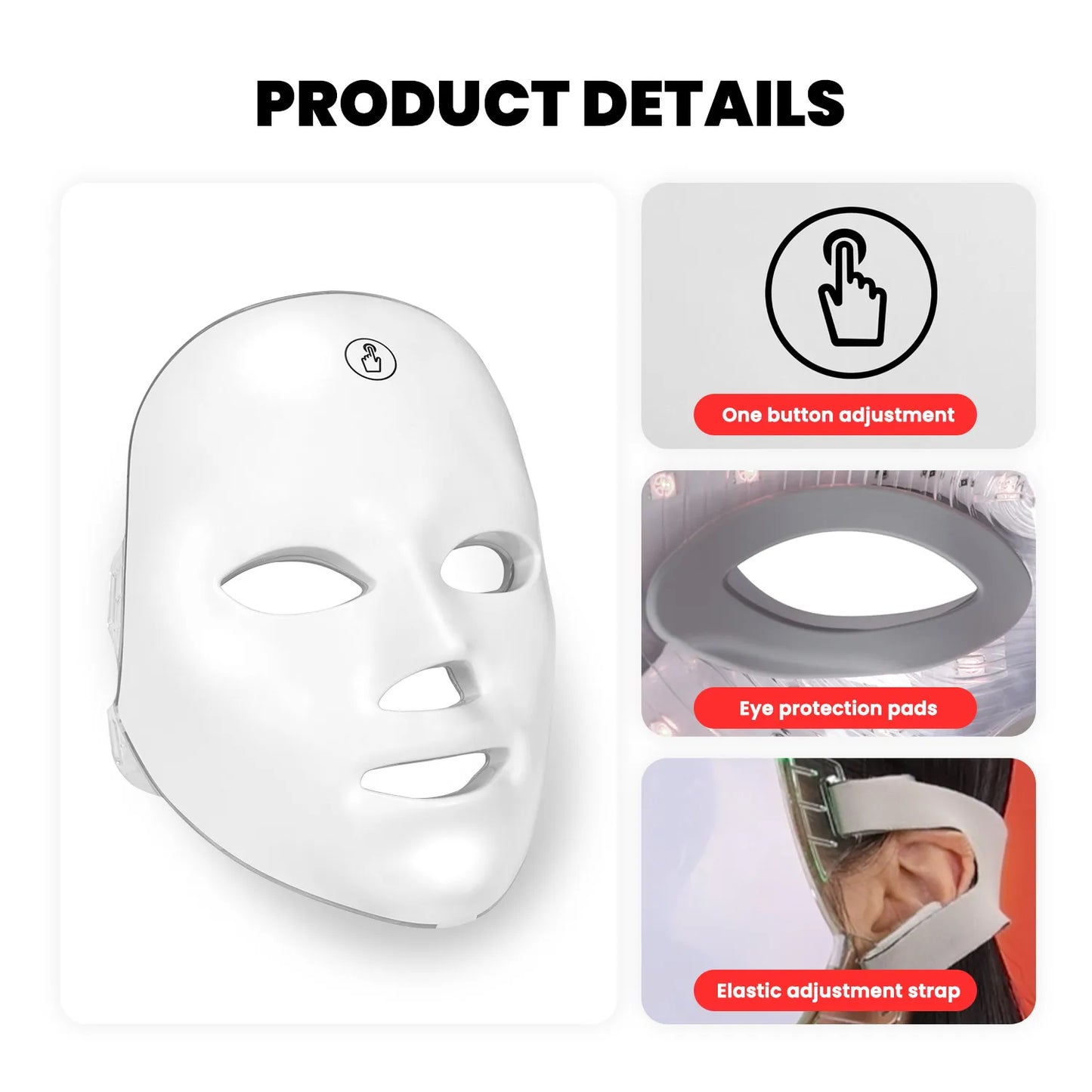 7 Colors Led Facial Mask With Neck Red Light Therapy Mask For Skin Tightening Lifting Anti-aging Bio-Light Beauty Whitening Home