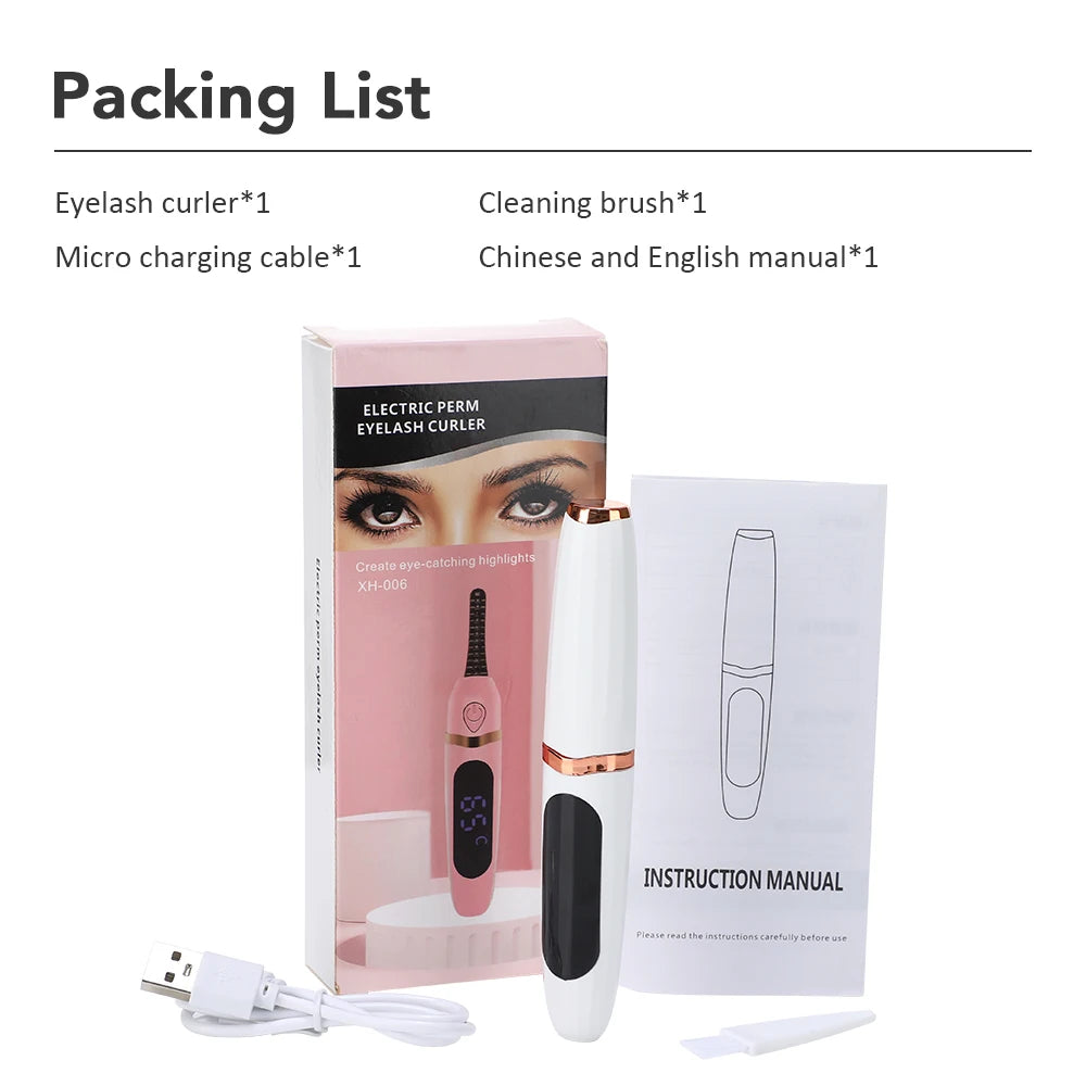 Electric Heated Eyelash Curler Natural Eyelash Curling Quick Heating Long Lasting Professional Electric Eyelashes Clip