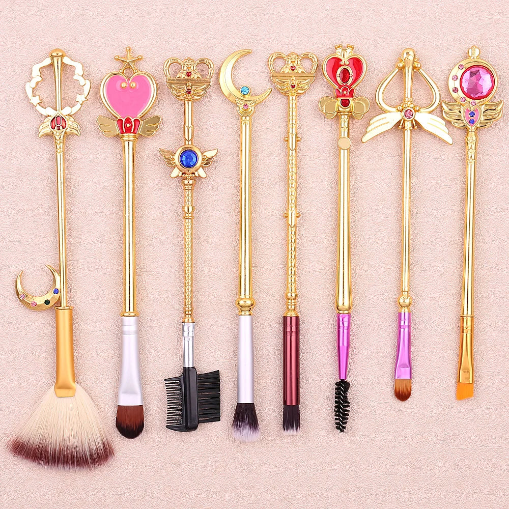 Japan Anime Sailor Moon Makeup Brushes Set Cartoon Figure Tsukino Usagi Wand Women Foundation Blush Eyeshadow Makeup Brushes