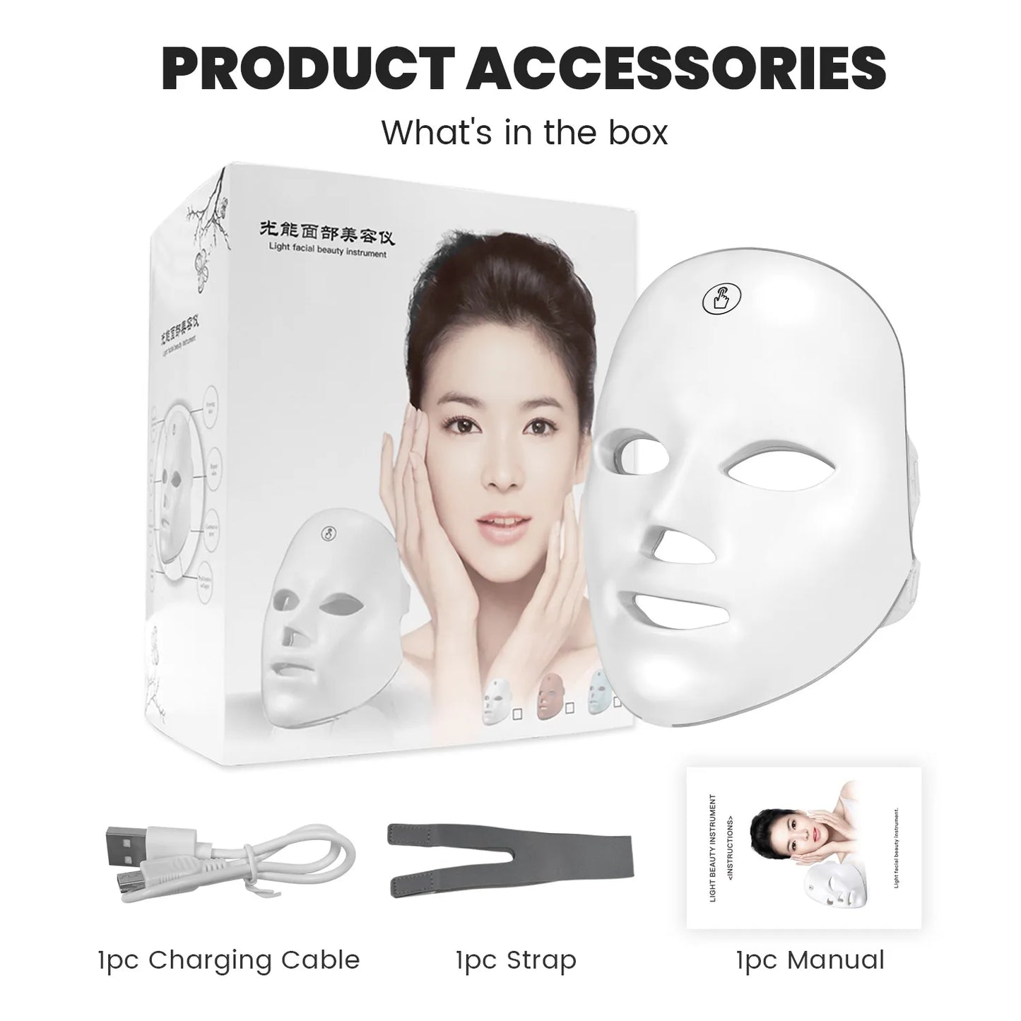 7 Colors Led Facial Mask With Neck Red Light Therapy Mask For Skin Tightening Lifting Anti-aging Bio-Light Beauty Whitening Home