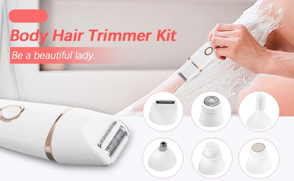 7in1 women grooming kit rechargeable facial epilator for women shaver facial body electric epilator eyebrow nose ear trimmer