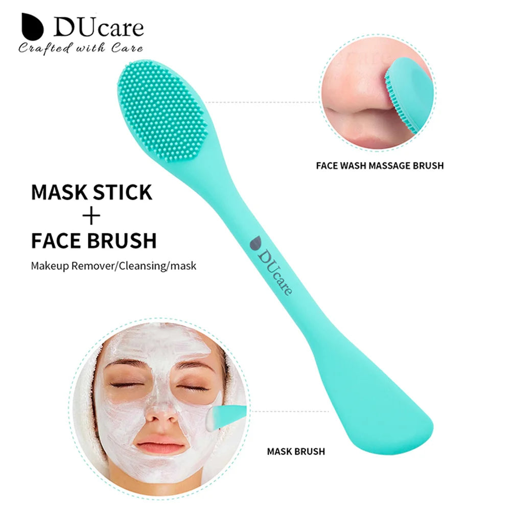 DUcare 4pcs Silicone Face Brush Double-Ended Facial Cleansing Sponges Soft Facial Cleansing Brush Makeup Tool set