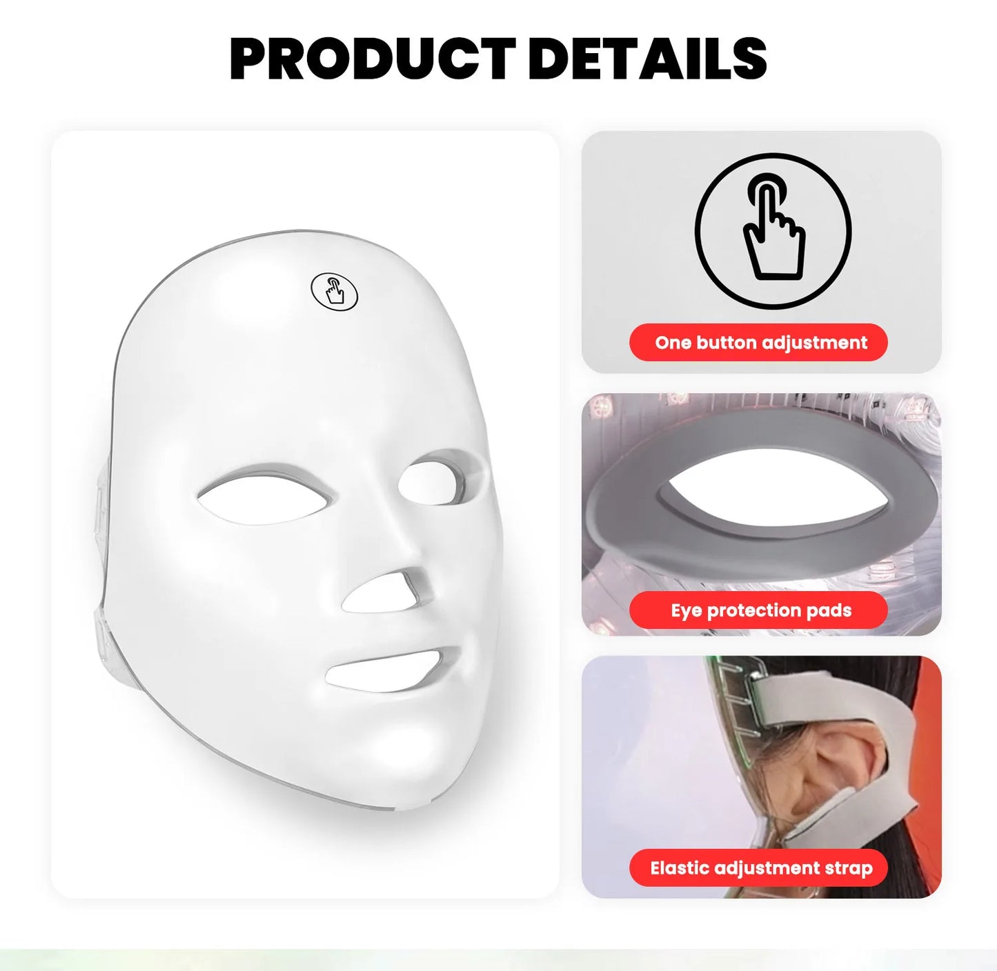 7 Colors Led Facial Mask With Neck Red Light Therapy Mask For Skin Tightening Lifting Anti-aging Bio-Light Beauty Whitening Home