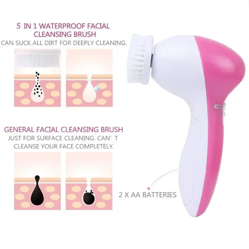 Electric Facial Cleanser 5 in 1 Wash Face Cleaning Machine Skin Pore Cleaner Wash Machine Spa Blackhead Cleaning Facial Cleanser