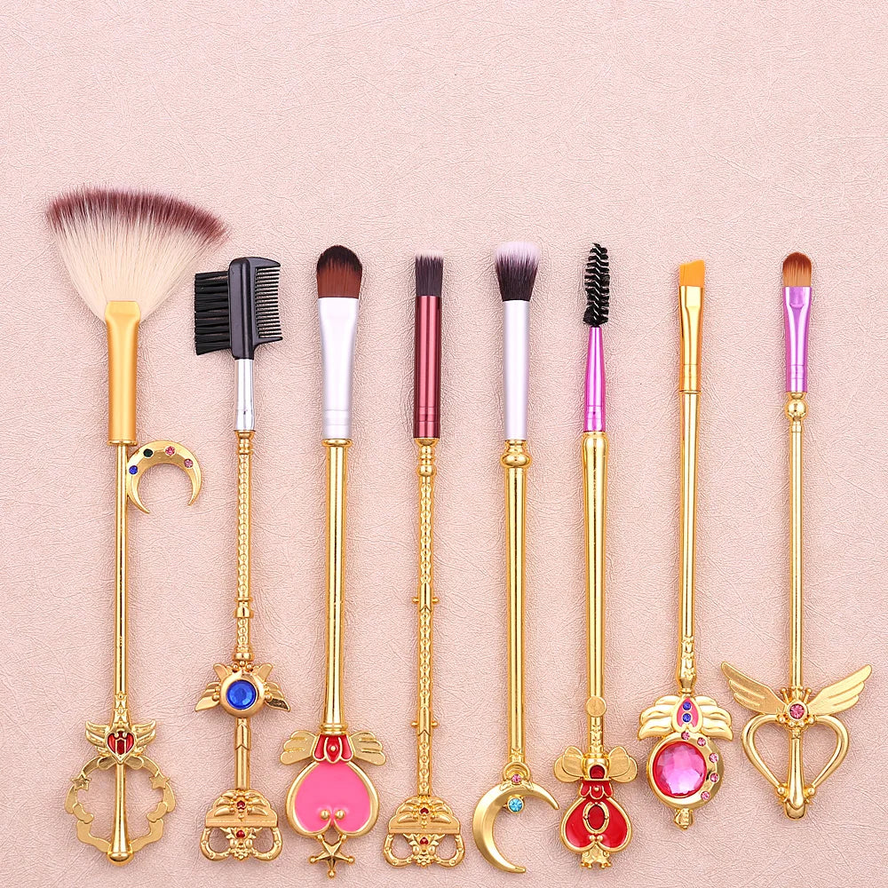 Japan Anime Sailor Moon Makeup Brushes Set Cartoon Figure Tsukino Usagi Wand Women Foundation Blush Eyeshadow Makeup Brushes