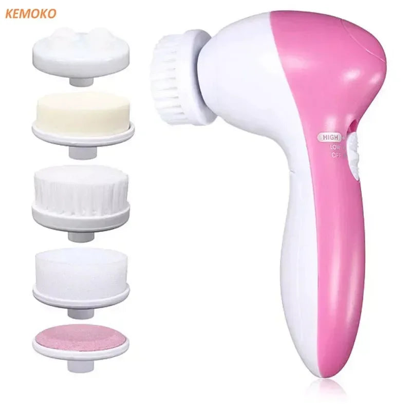 Electric Facial Cleanser 5 in 1 Wash Face Cleaning Machine Skin Pore Cleaner Wash Machine Spa Blackhead Cleaning Facial Cleanser