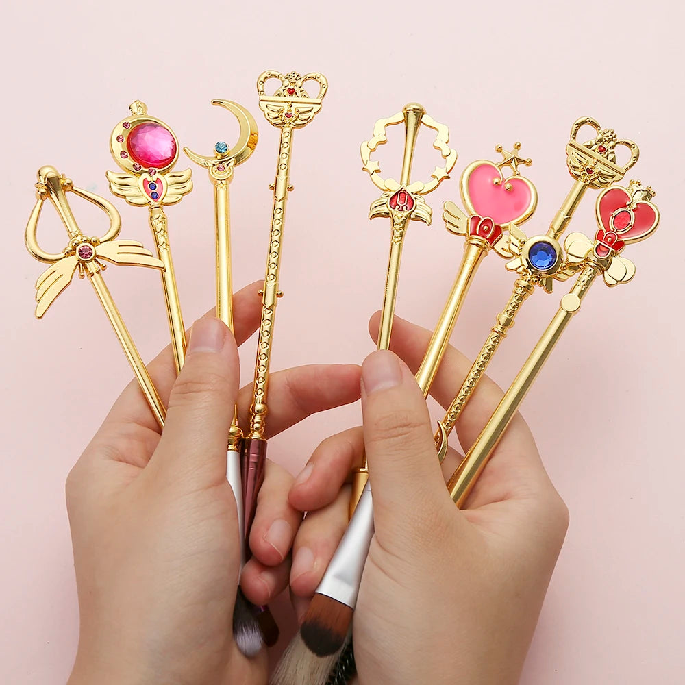 Japan Anime Sailor Moon Makeup Brushes Set Cartoon Figure Tsukino Usagi Wand Women Foundation Blush Eyeshadow Makeup Brushes